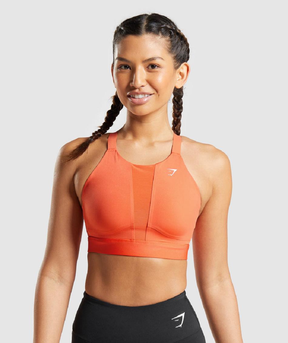 Staniki Sportowe Damskie Gymshark Mesh Neckline 2.0 Pomarańczowe | PL 2876UZG